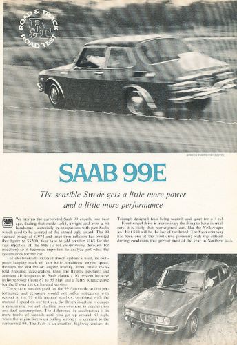 1970 saab 99e car 2-door classic original print article - pe12