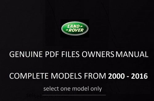 Free genuine land rover owners manual pdf 2000-2016 model