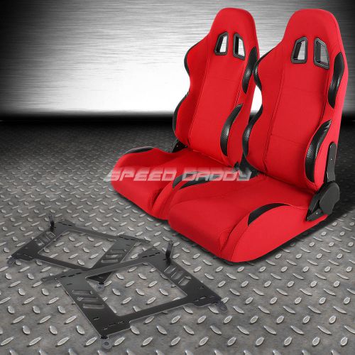 Pair type-4 reclining red pvc racing seat+bracket for 00-06 maxima/sentra b15