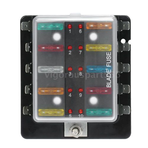 10 way blade fuse box holder led warning light kit for car boat 12v 24v l0o1