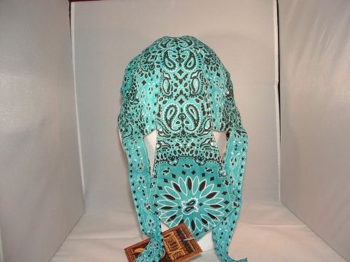 Teal paisley bandana biker do rag head wrap skull cap doo rag capsmith du rag