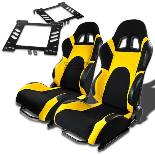 Type-6 racing seat black yellow woven+silder+for 99-05 golf mk4/jetta bracket x2