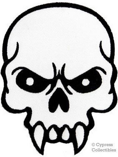 Mean skull iron-on embroidered motorcycle biker patch applique evil skeleton new