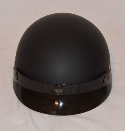 (small) voss novelty motorcycle helmet-flat black classic 45 with visor