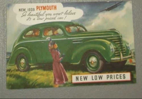 1939 plymouth 2dr sedan post card