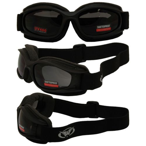 Nitro smoke lens motorcycle goggles black thick padded with storage pouch