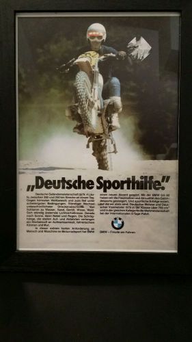 Bmw framed advertisement &#034;deutsche sporthilfe.&#034; bike freude am fahren euc!