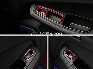Red / blue metal interior door armrest cover trim 5pcs for porsche macan 14-16