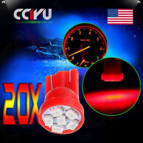 20x pure red t10 6-smd side wedge map dome door interior led light lamps w5w 168