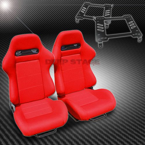For 94-05 dodge neon sx  mount/bracket+type-r red cloth reclining racing seat x2