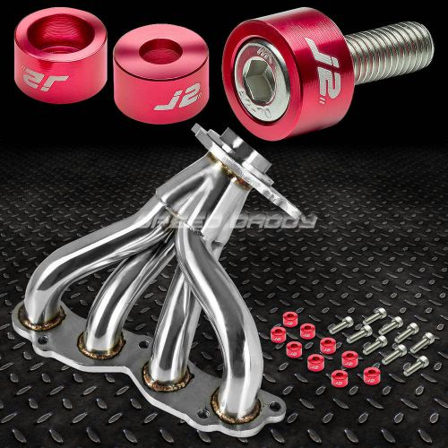 J2 for 02-06 rsx/dc5 base exhaust manifold 4-1 header+red washer cup bolts