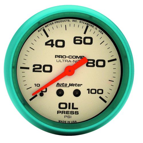 Auto meter 4521 oil pressure gauge 2-5/8&#034;, 0-100 psi, ultra-nite
