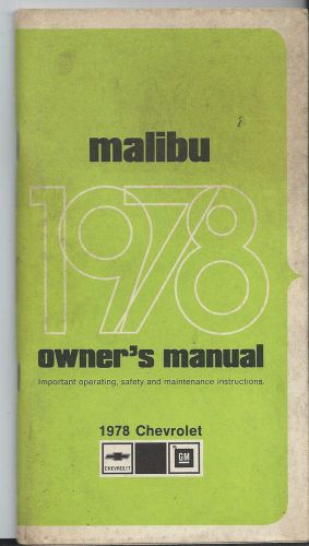 Original chevrolet 1978 malibu owners manual maintenance service guide 472953b