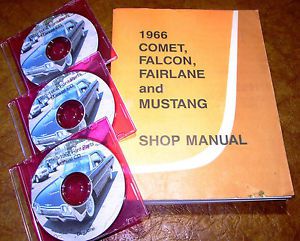 1966 mustang comet falcon fairlane cyclone 500 202 gt xl shop manual &amp; parts cds