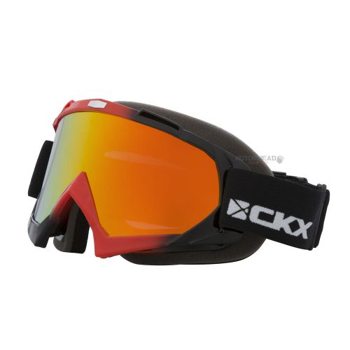 Snowmobile ckx assault goggle snow black red adjustable anti-fog revo red lens