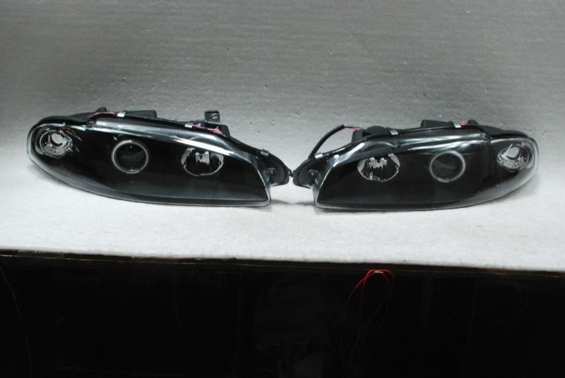97-99 mitsubishi eclipse halo projector headlights lamps pair left+right black