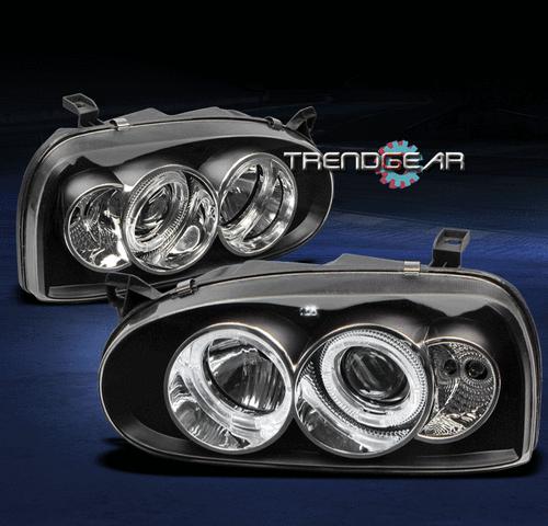 93-98 vw golf/95-99 cabrio halo projector headlights black 94 96 97 left+right