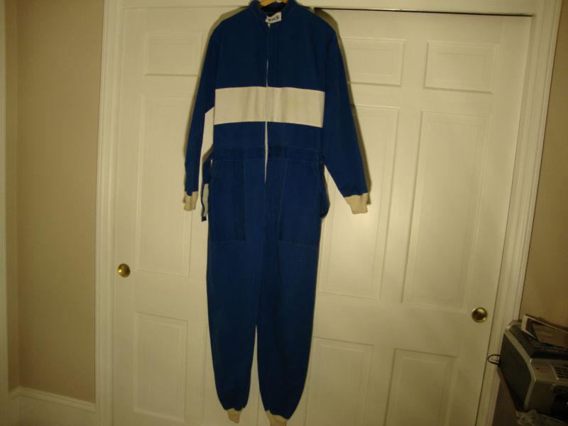  fire retardant racing suit -large - blue bms suit 