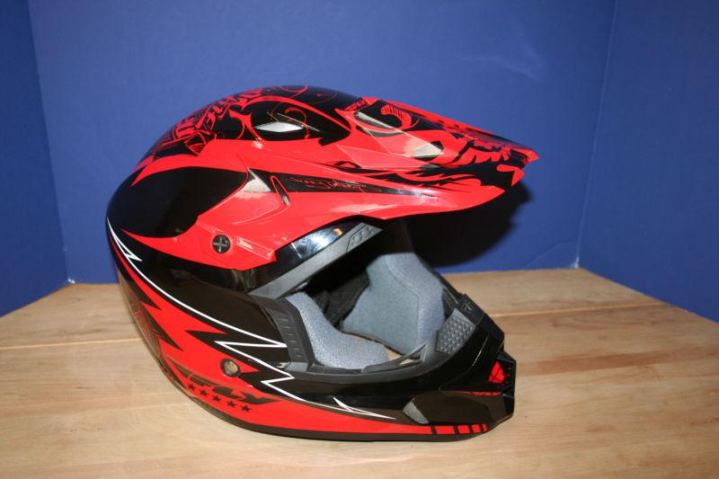 Fly racing helmet 2008 offroad mx atv adult red/black/white size-large