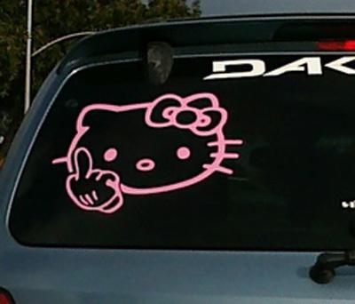 Back off hello kitty car motor truck auto window graphic decal sticker 7x5" pink