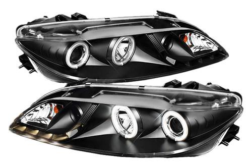 Spyder m603fogdrl black clear ccfl halo projector headlights head light w leds