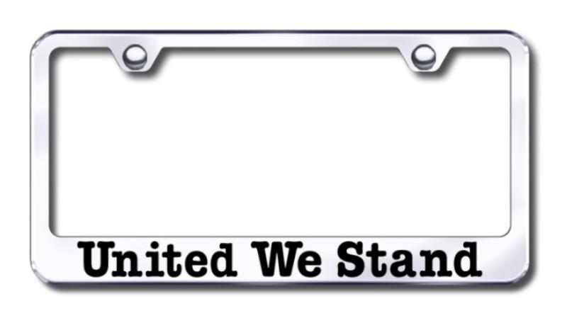 Patriotic united we stand  engraved chrome license plate frame made in usa genu