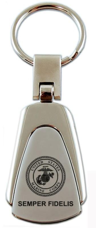 Marines chrome teardrop keychain / key fob engraved in usa genuine