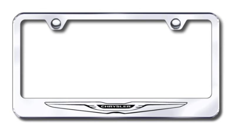 Chrysler  logo etched chrome license plate frame-metal made in usa genuine