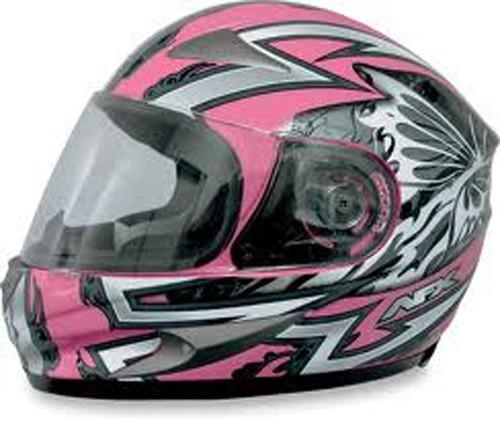 New afx fx-90 motorcycle helmet, silver / pink passion, xs
