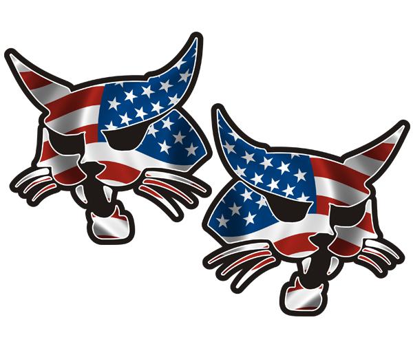 American bobcat decal set 4"x3.9" flag usa old glory vinyl sticker u5ab