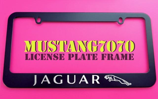 1 brand new jaguar black metal license plate frame + screw caps