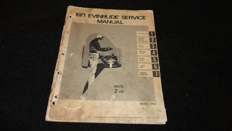 Used evinrude outboard motor service manual 1971 2hp model 2102