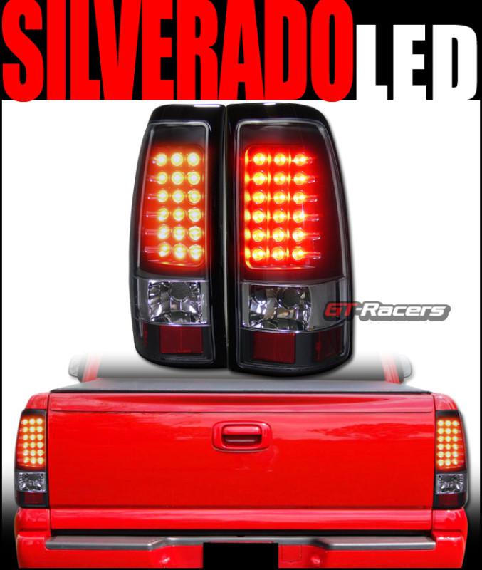 Euro blk full led tail lights rear lamps pair jy 2003-2006 chevy silverado truck