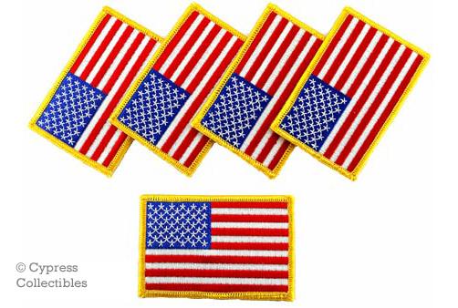 Lot of 5 american flag iron-on biker patch motorcycle usa embroidered us patches