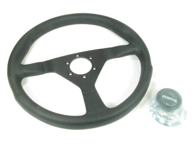 Momo monte carlo black leather steering wheel w/ black stitch 350mm mcl35bk1b