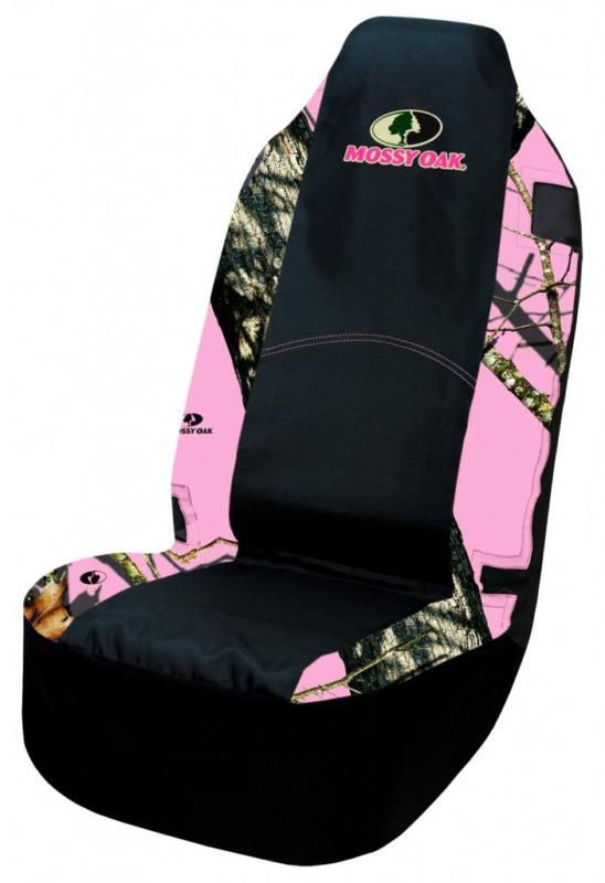 Pink mossy oak camouflage universal bucket seat cover, in mossyoak breakup camo