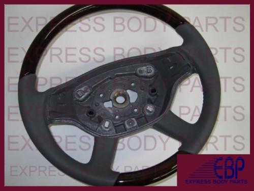 Mercedes 2007-2009 s s550 steering wheel grey gray leather w/ walnut wood w221