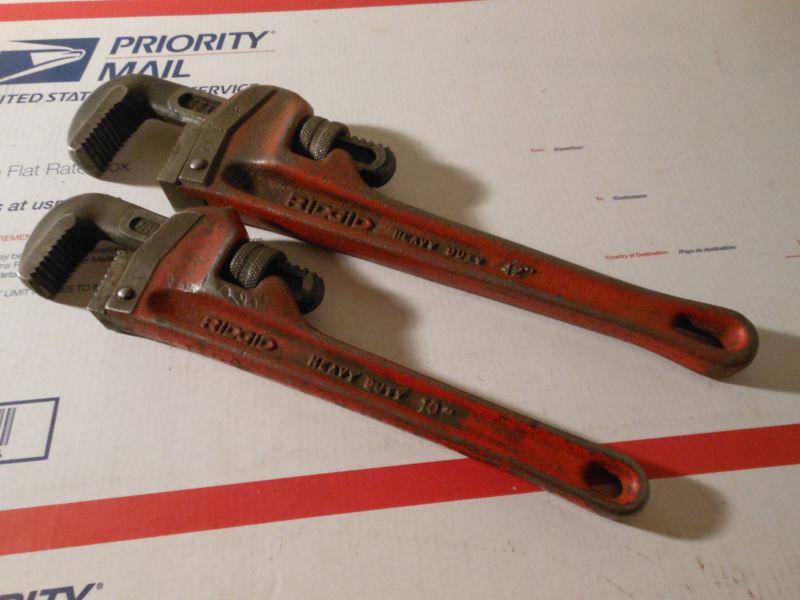 Ridgid pair of 10" and 12" pipe wrenches/monkey wrenches in very good shape!