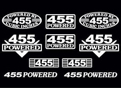 10 decal set 455 ci v8 powered engine stickers emblems vinyl decals