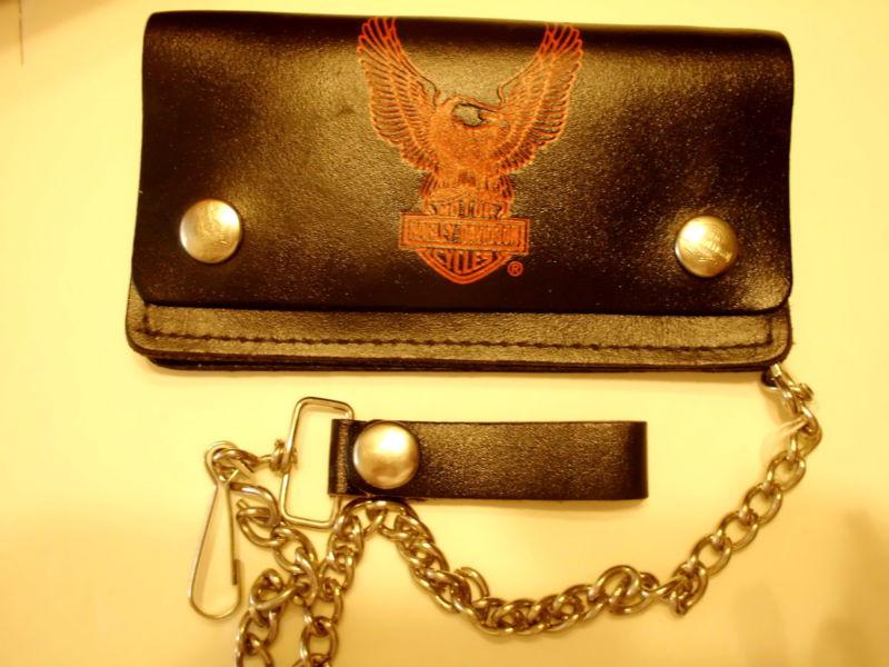 Harley-davidson wallet vintage nos 80's chain included 6 x 3-1/2 " made in usa