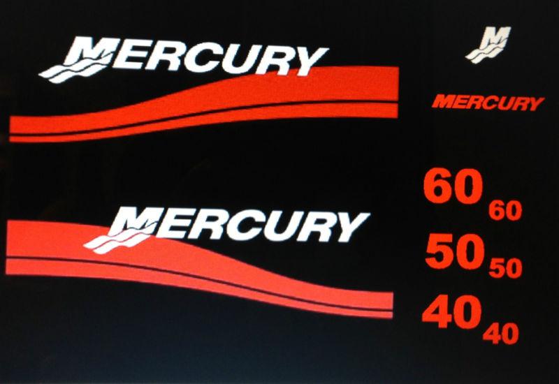Mercury 40 50 60 outboard marine vinyl decals boat decals  red and white