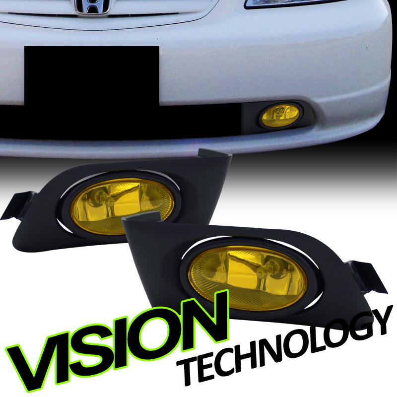 Honda civic 01-03 coupe/sedan jdm yellow lens fog lights+switch+bulb+wire+relay