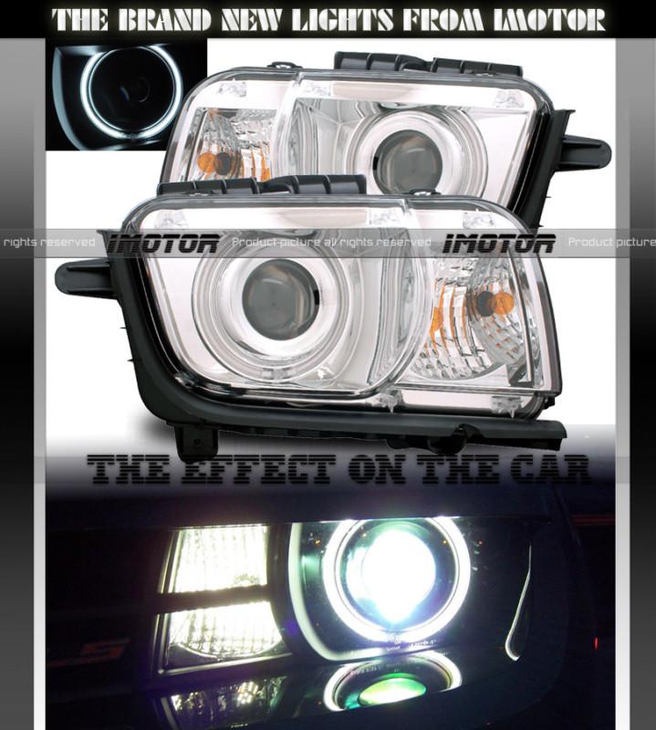 2010-2012 chevy camaro chrome dual ccfl halo lh rh projector headlights lamps