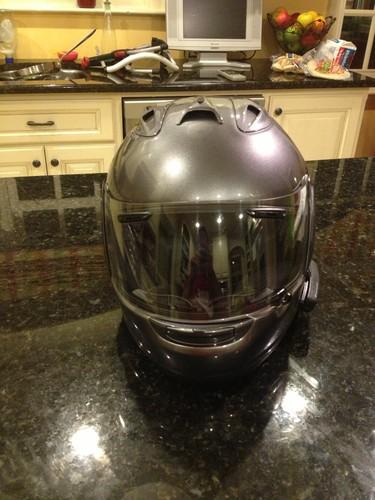 Arai corsair v helmet--aluminum silver--medium with interphone system