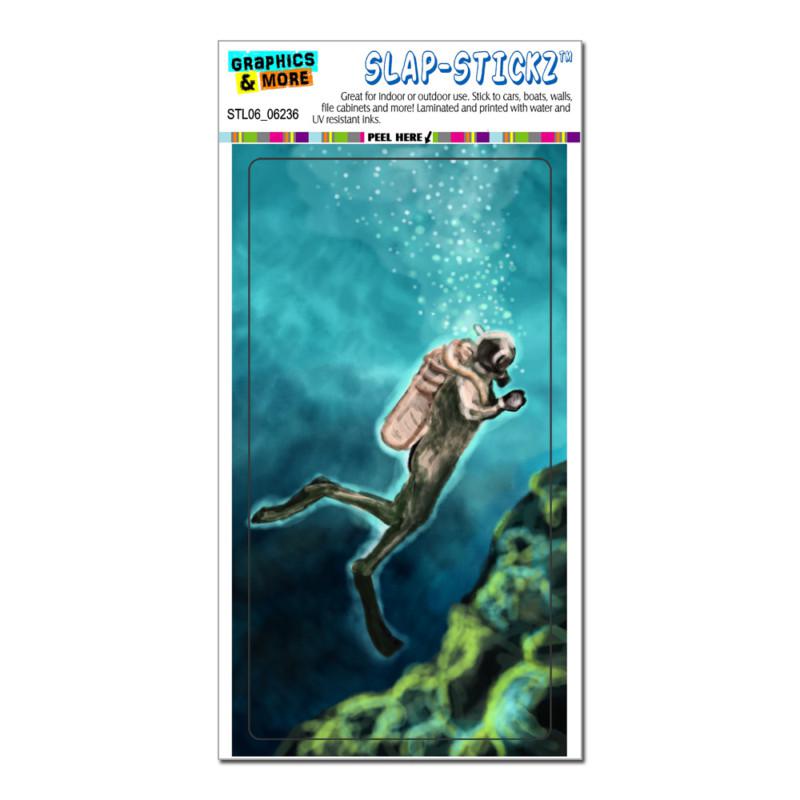 Scuba diver blue - ocean diving - slap-stickz™ car window locker bumper sticker