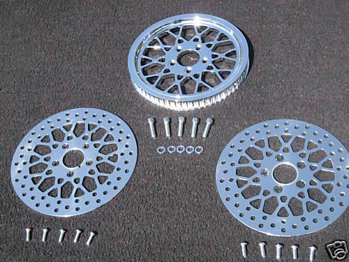 Mesh style pulley w/front & rear harley rotors flstn softail deluxe new in box