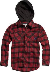 Fox racing youth radcliff long sleeve hooded flannel shirt red m/medium