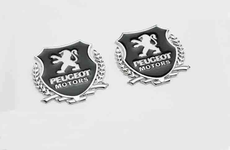 Car metal badge the emblem sticker peugeot x2pcs