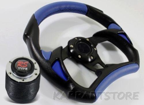 90-94 plymouth laser 320mm f1 black/blue pvc leather steering wheel+hub adapter