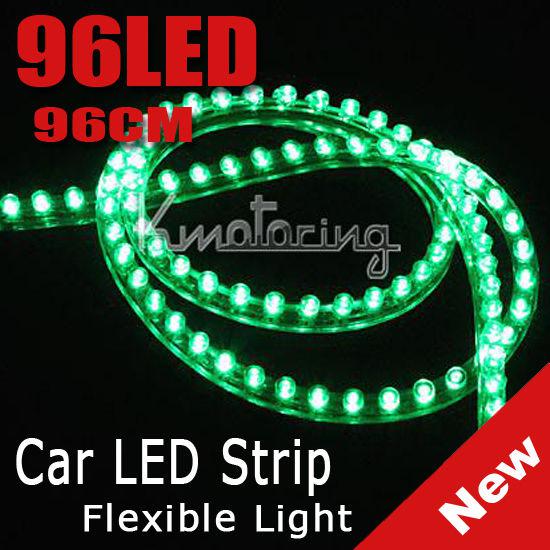 96cm 96 led green strip car auto flexible grill waterproof light lamp hot pvc